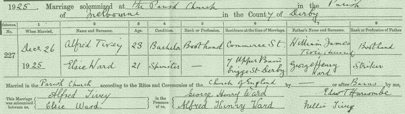 Alfred-Tivey-And-Elsie-Ward-Marriage-Certificate