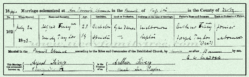 Alfred-Tivey-And-Emily-Taylor-Marriage-Certificate