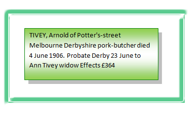 Probate Notice for Arnold Tivey of  Melbourne, Derbyshire