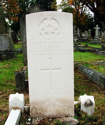 The grave of Berkeley Tivey at Willesden New Cemetery