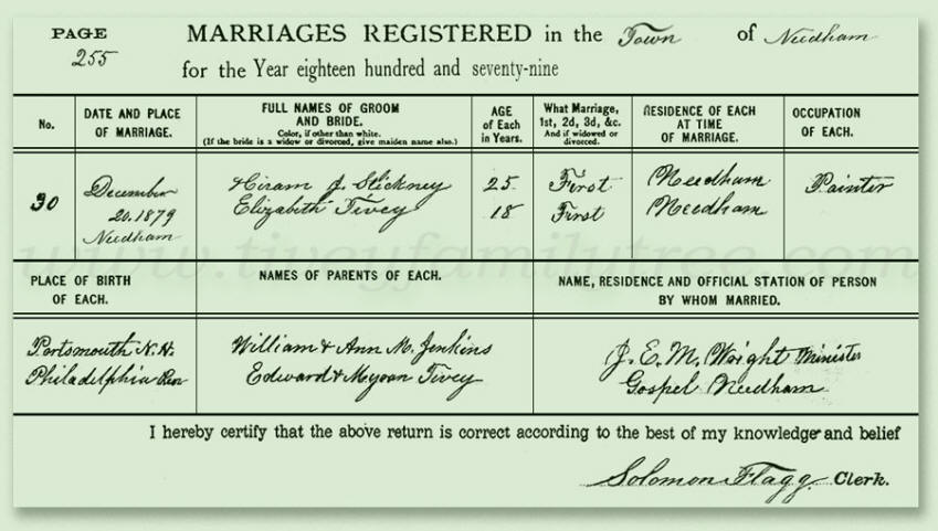 Elizabeth-Tivey-and-Hiram-Stickney-Marriage