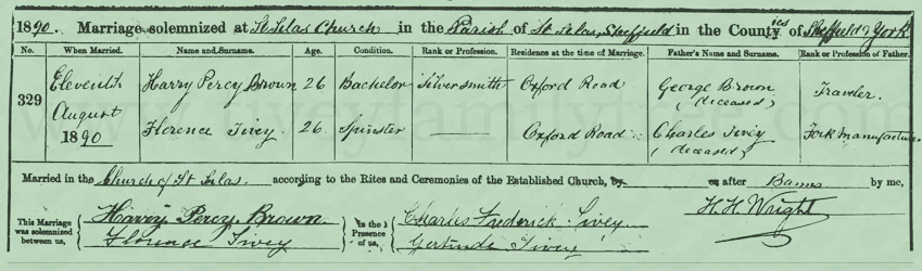 Florence-Tivey-and-Harry-Percy-Brown-Marriage-Certificate