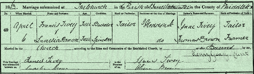 Francis-Tivey-and-Lucretia-Brown-Marriage-Certificate