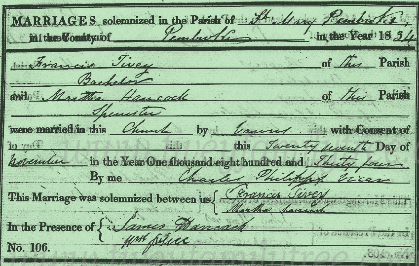 Francis-Tivey-and-Martha-Hancock-Marriage-Certificate