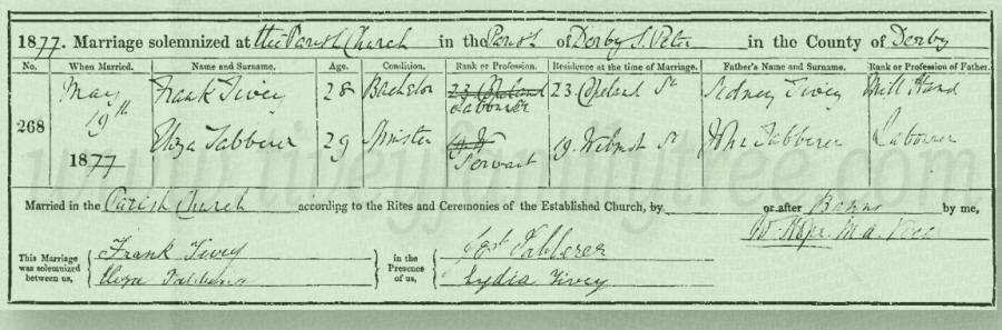 Frank-Tivey-and-Eliza-Tabberer-Marriage-Certificate