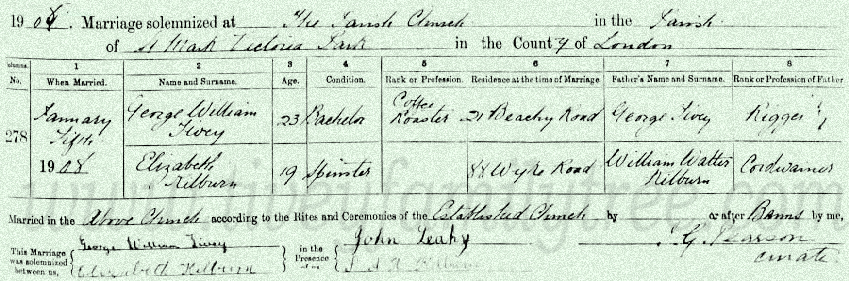 George-William-Tivey-And-Elizabeth-Kilburn-Marriage-Certificate