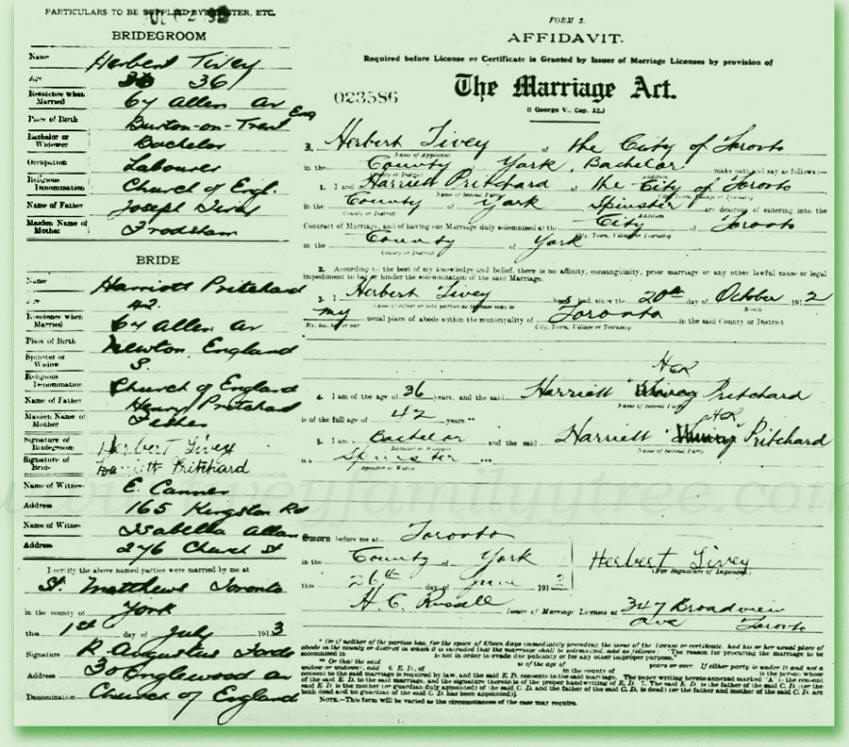 Herbert-Tivey-and-Harriett-Pritchard-Marriage-Certificate