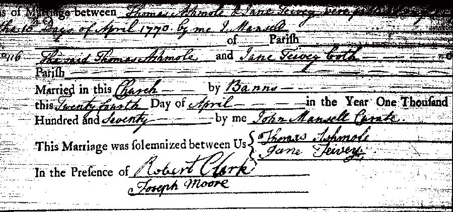 Jane-Tivey and Thomas-Ashmole Marriage Certificate