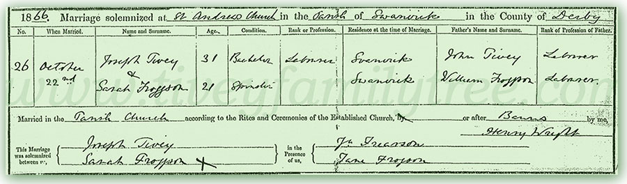Joseph-Tivey-and-Sarah-Frogson-Marriage-Certificate