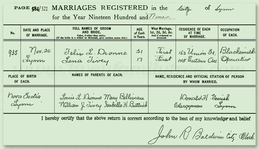Lena-Tivey-and-Felix-Dionne-Marriage-Certificate