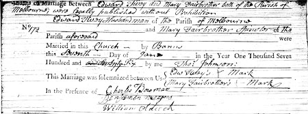 Marriage of Mary Fairbrother and Edward Tivey