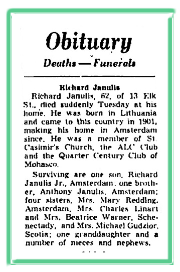 Richard Janulis  Obituary New York 1961