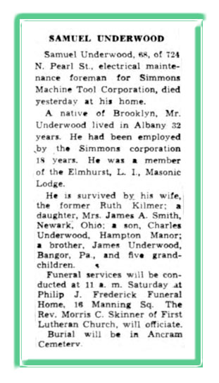 Article from New York Samuel Underwood's Obituary 1955