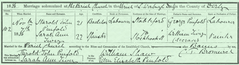 Sarah-Ann-Tivey-And-Harold-John-Pinfold-Marriage-Certificate