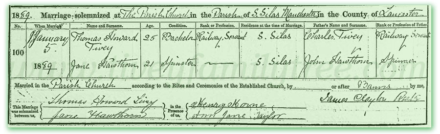 Thomas-Howard-Tivey-and-Jane-Hawthorn-Marriage-Certificate