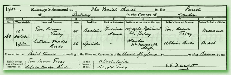 Tom-Brown-Tivey-and-Lilian-Madge-Birks-Marriage-Certificate